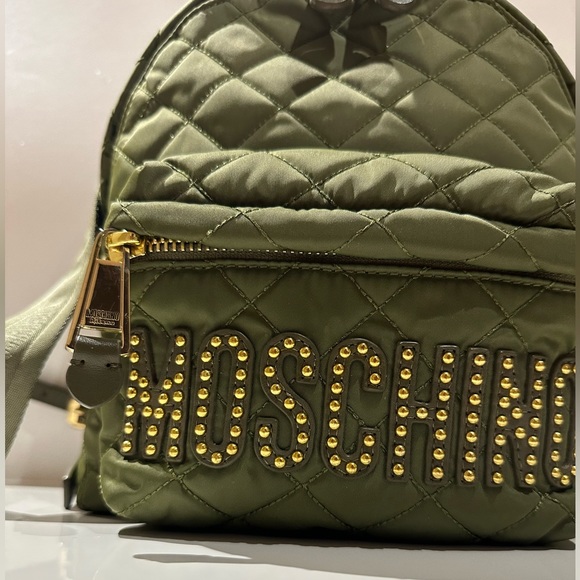 Moschino Studded Logo Backpack Quilted Nylon - Picture 8 of 16
